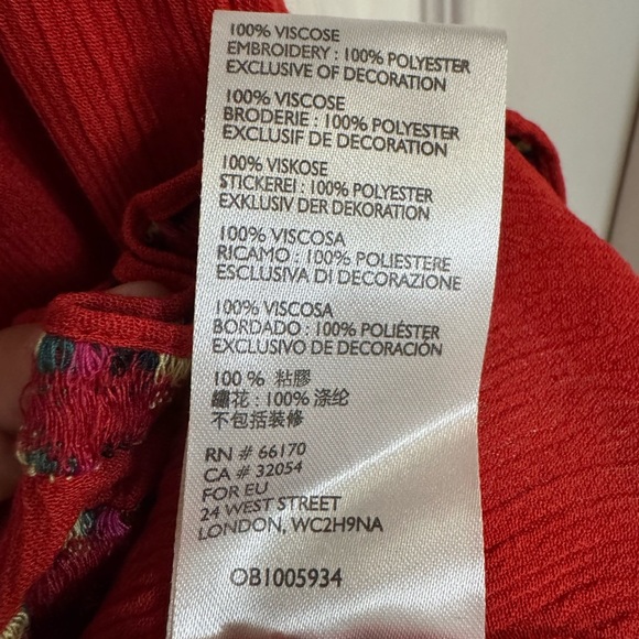 Free People To The Point Embroidered Maxi Top XS Red dress boho-chic - Picture 7 of 10